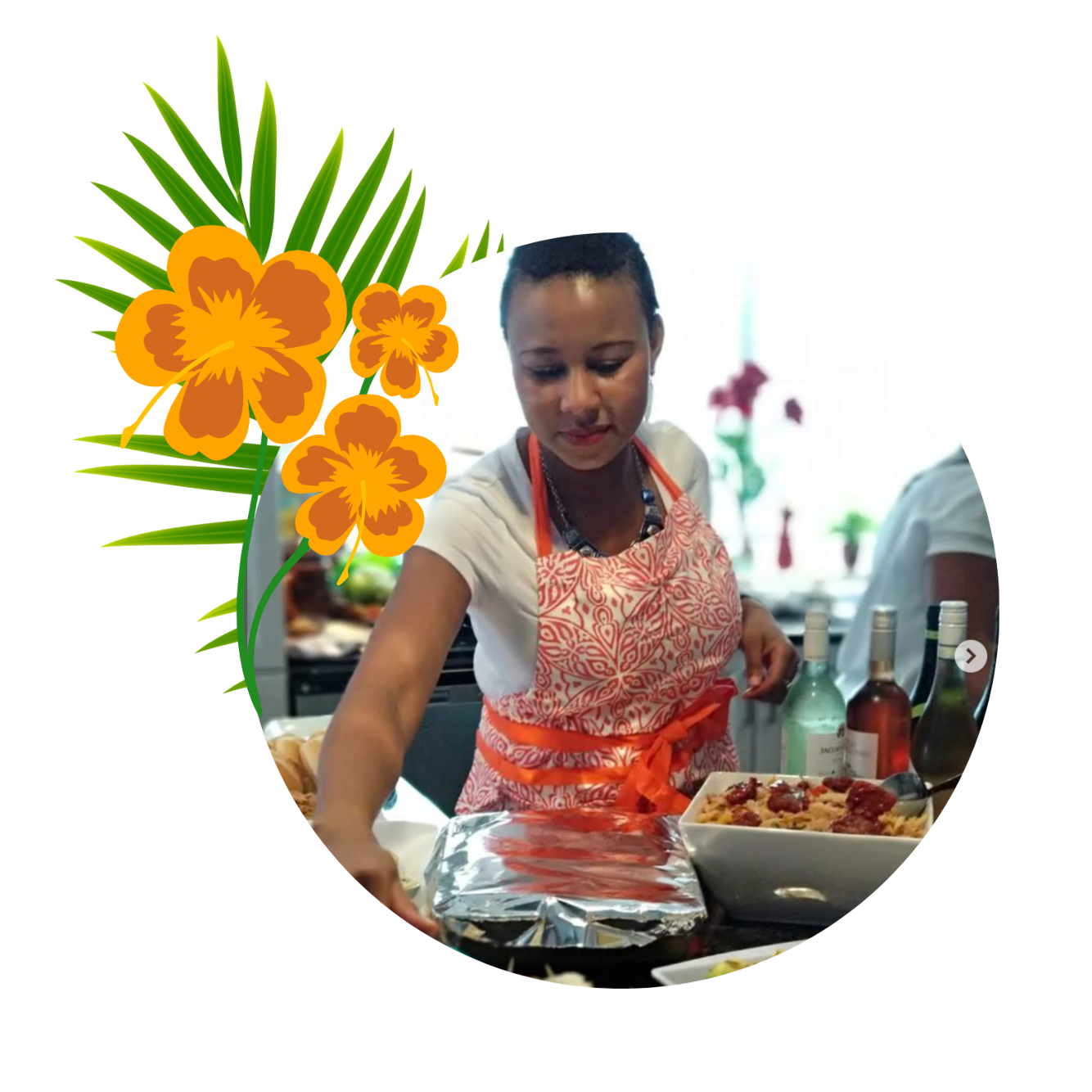 Myrla prépare des plats.